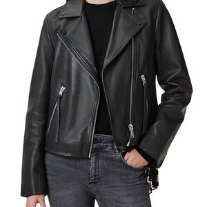 All Saints Dalby Slim Fit Leather Biker Jacket
